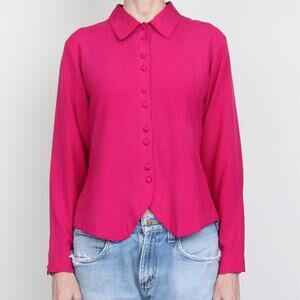 Vintage 100% Silk Magenta Shirt M